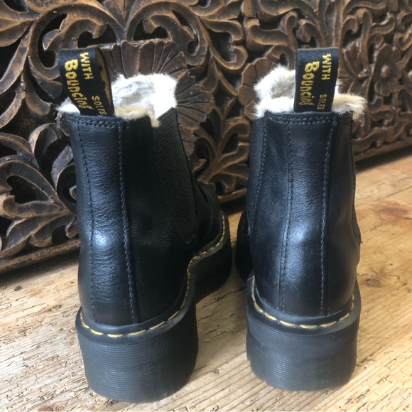 Dr. Doc Martens Quad 2976 Shearling Sherpa Fur Lined Platform Chelsea Boots 6/37 - Picture 6 of 16